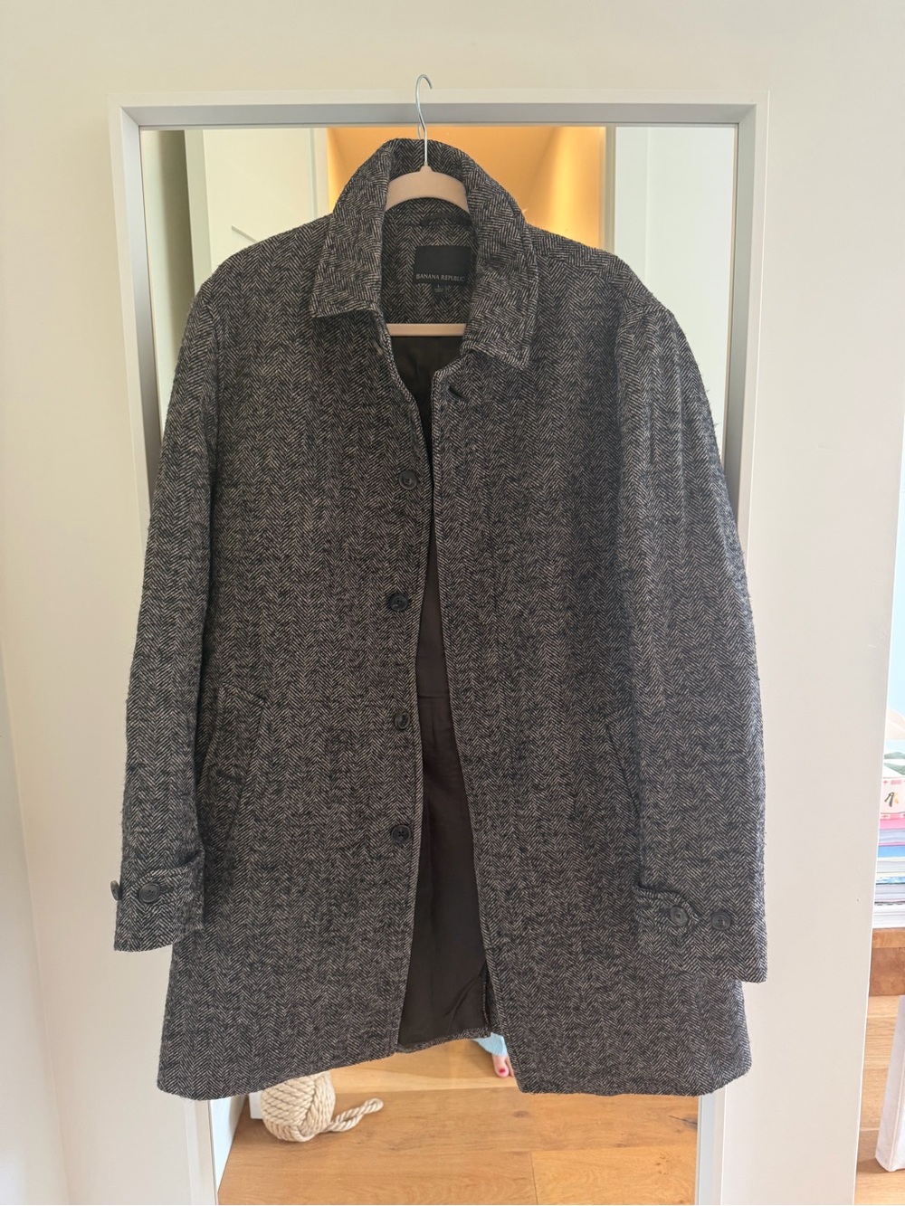 Banana Republic Grey Herringbone Pea Coat